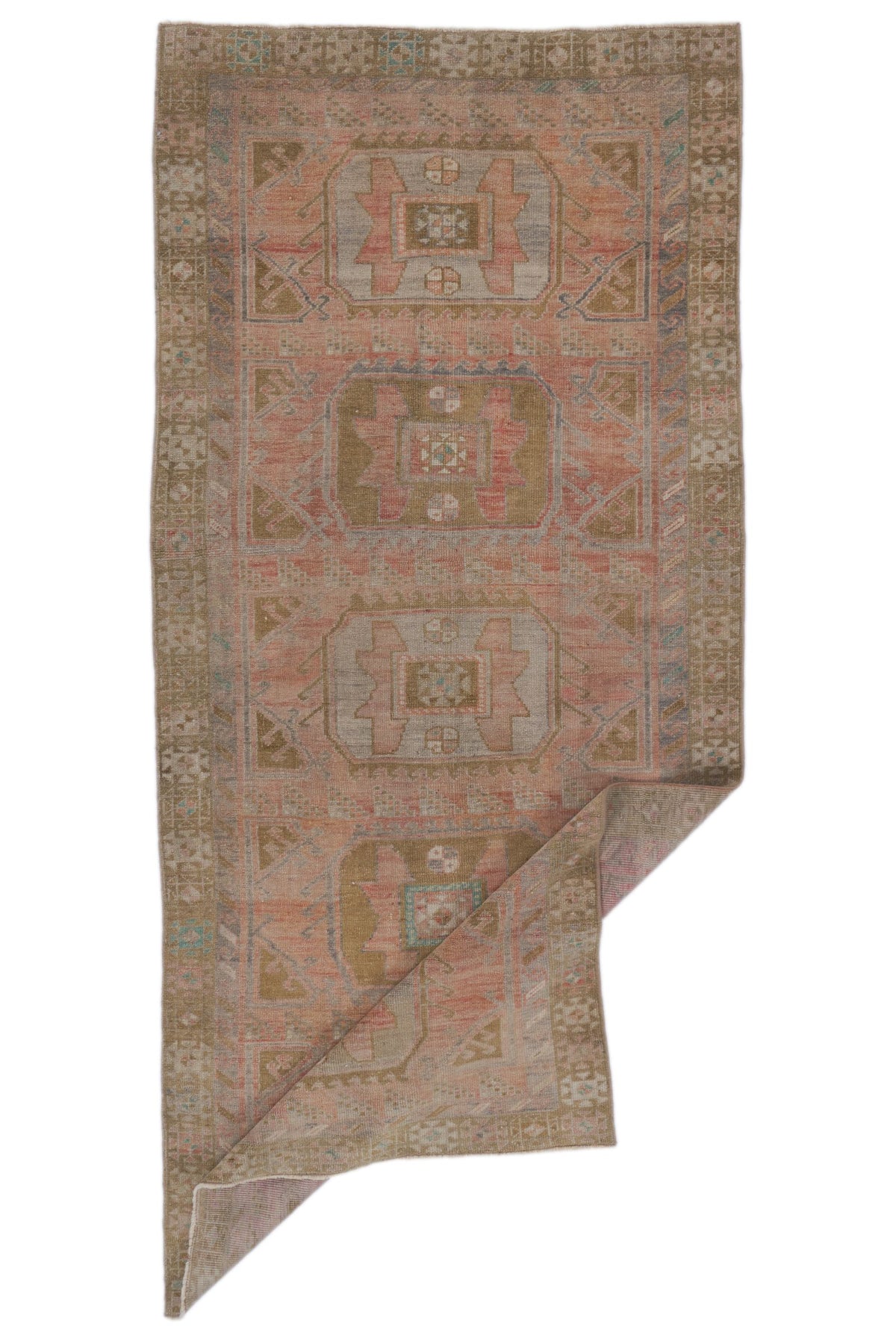 4x9 Pink and Brown Anatolian Turkish Tribal Runner