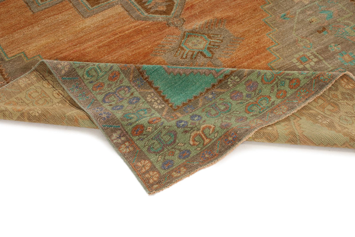 5x11 Orange and Green Turkish Tribal Runner