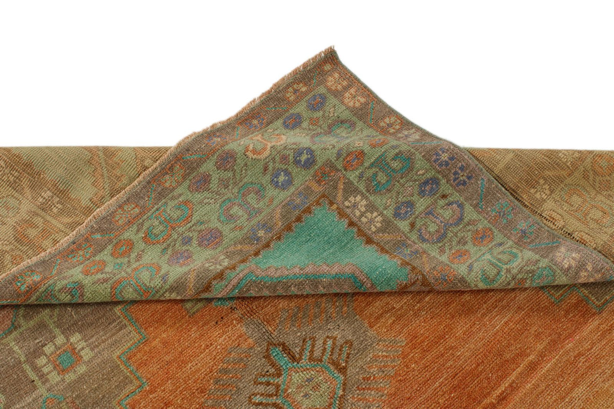 5x11 Orange and Green Turkish Tribal Runner
