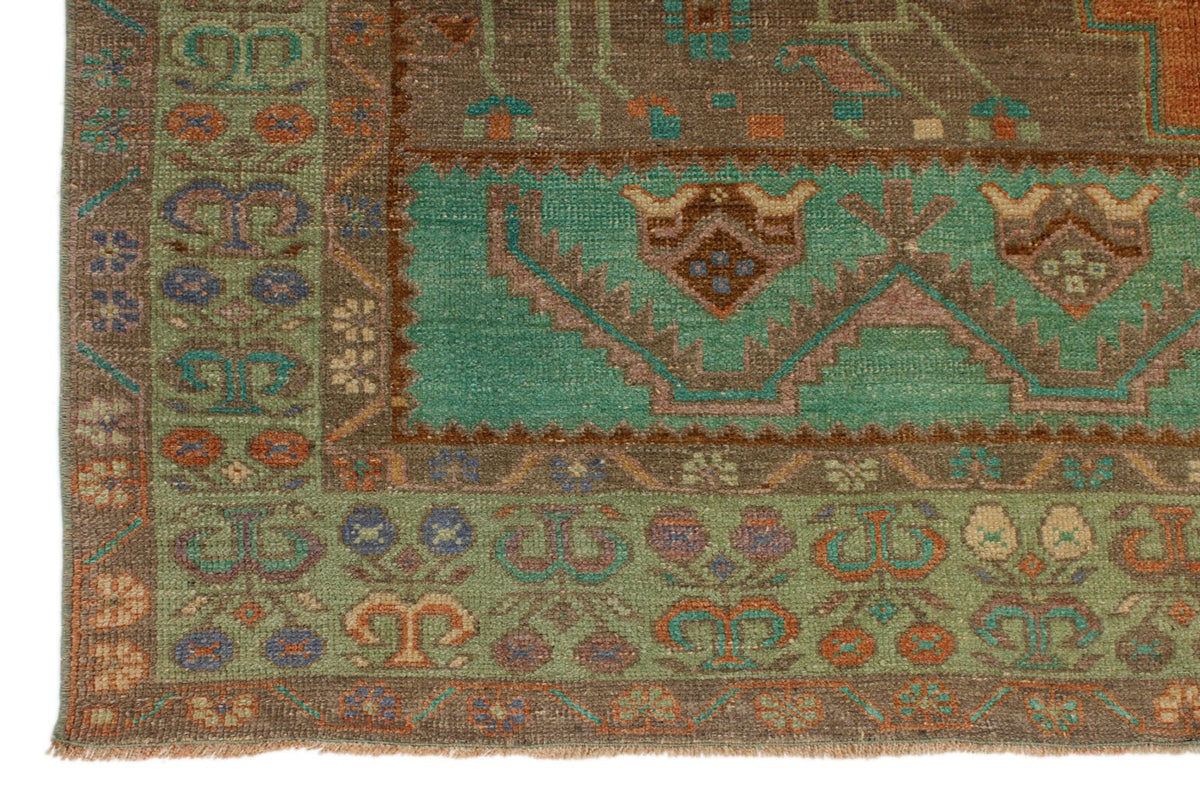 5x11 Orange and Green Turkish Tribal Runner