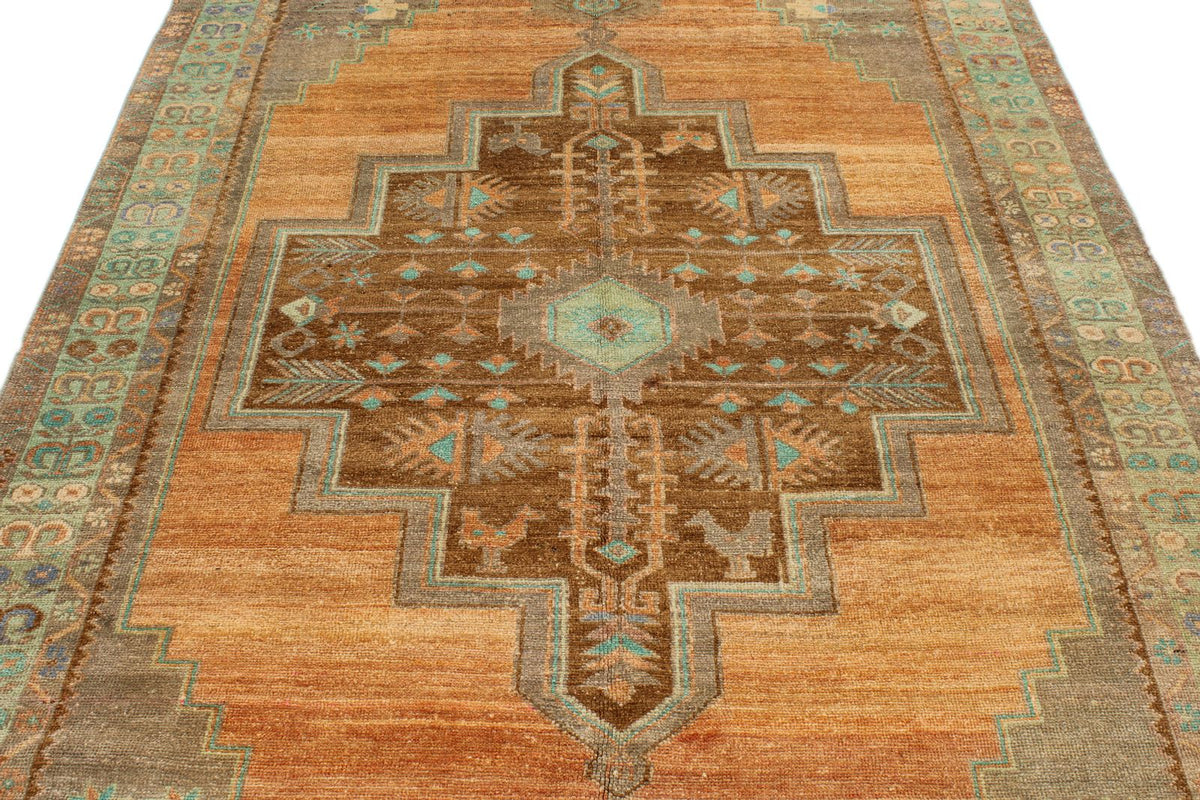 5x11 Orange and Green Turkish Tribal Runner