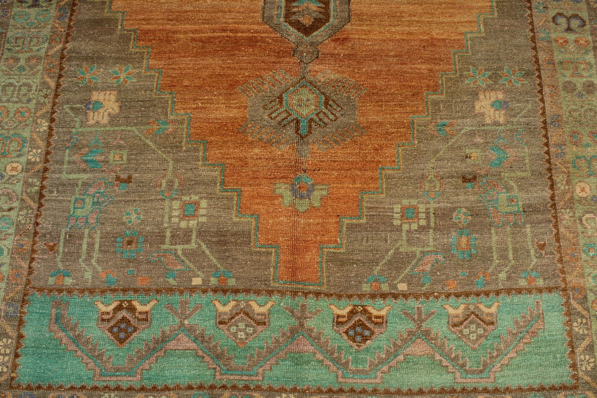 5x11 Orange and Green Turkish Tribal Runner