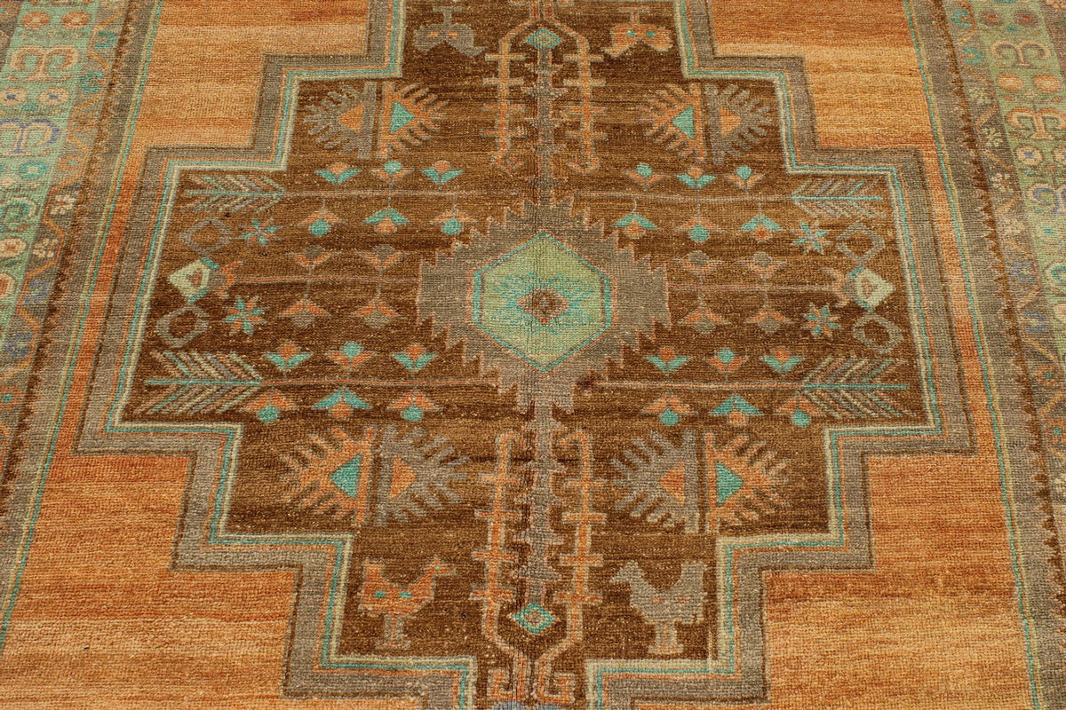 5x11 Orange and Green Turkish Tribal Runner