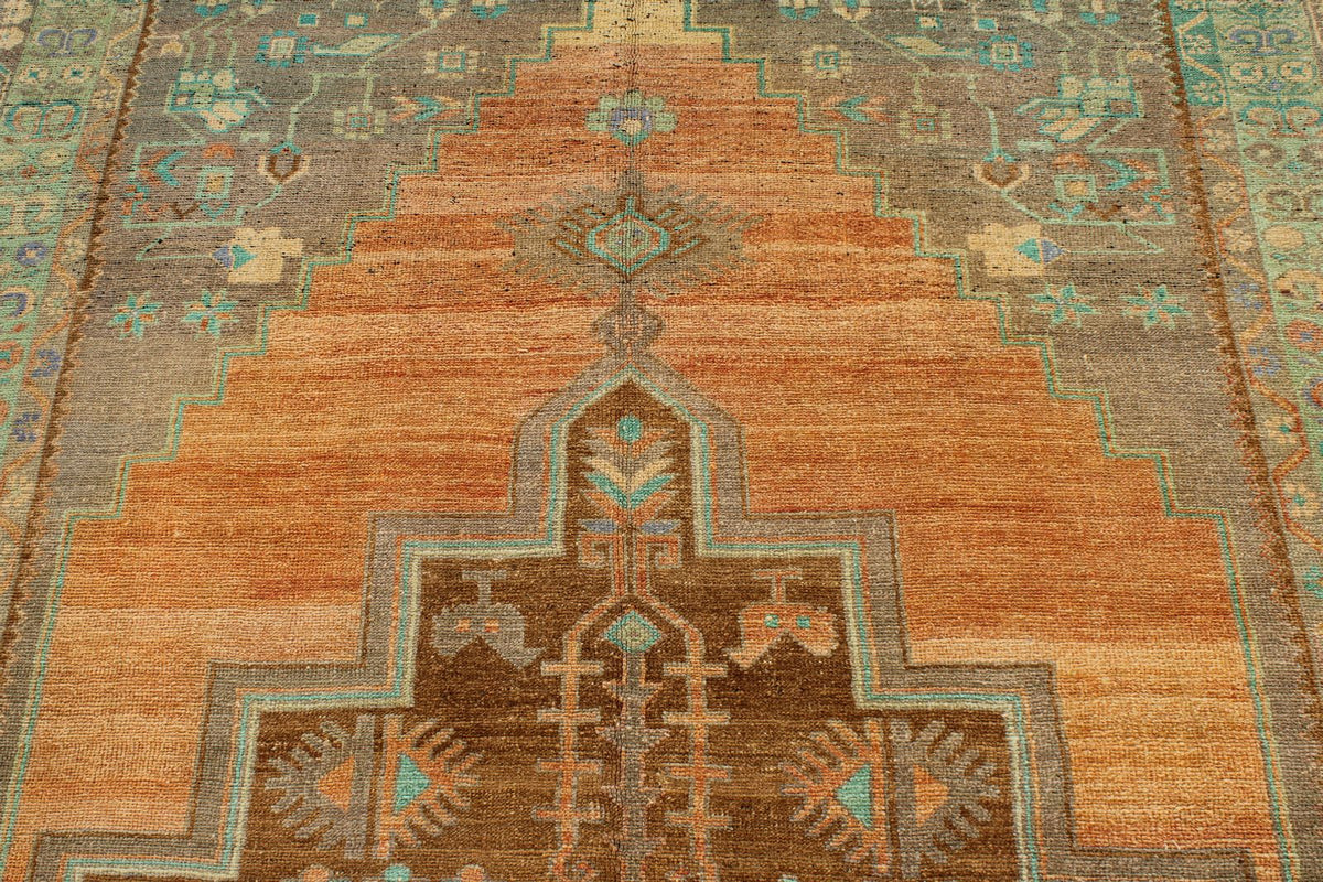 5x11 Orange and Green Turkish Tribal Runner