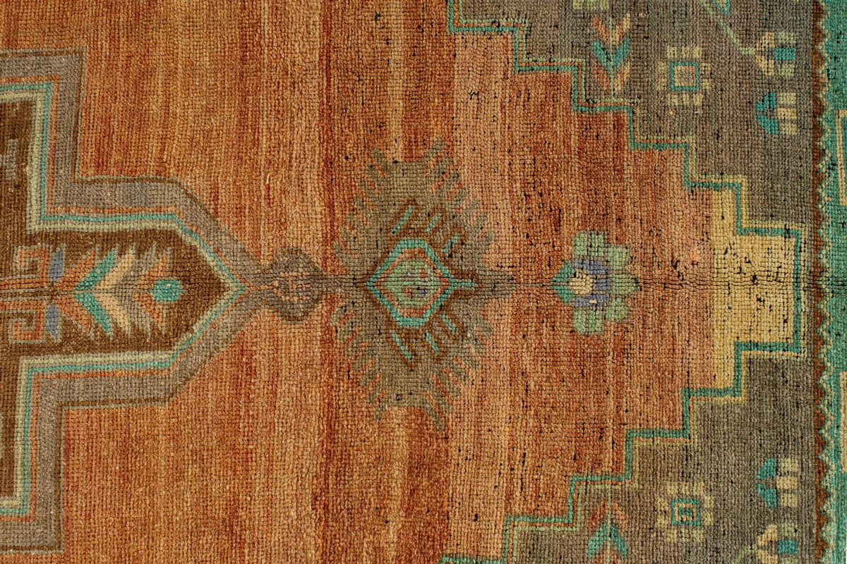 5x11 Orange and Green Turkish Tribal Runner