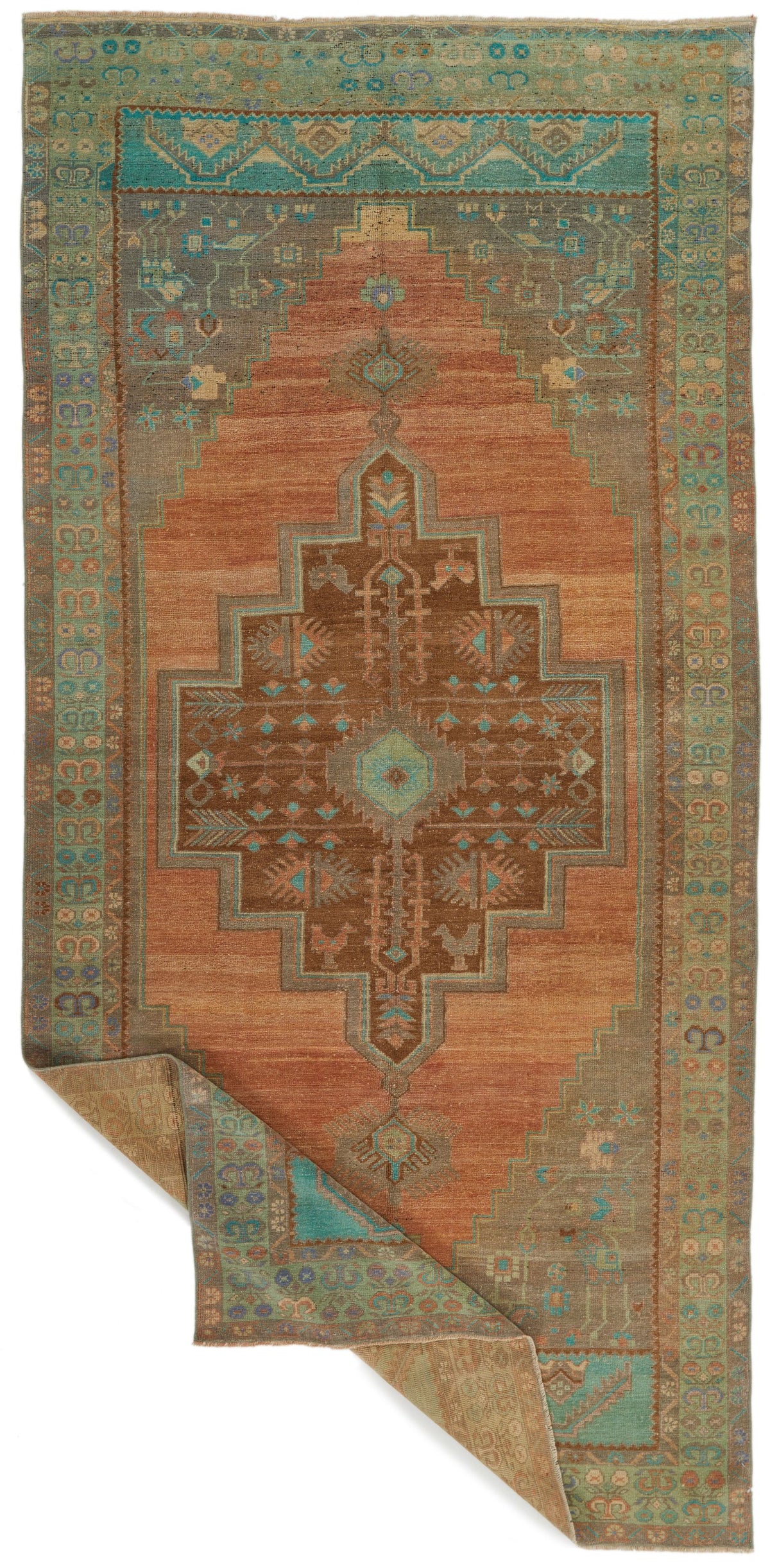 5x11 Orange and Green Turkish Tribal Runner