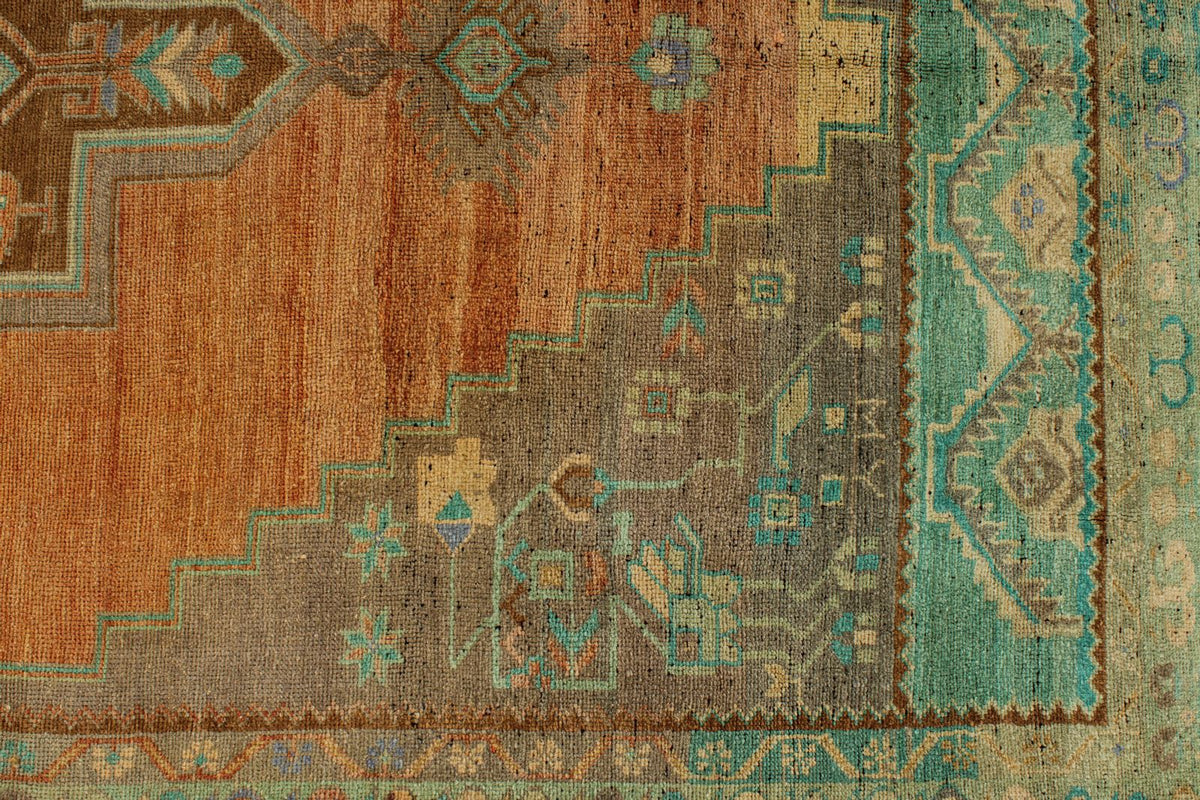 5x11 Orange and Green Turkish Tribal Runner