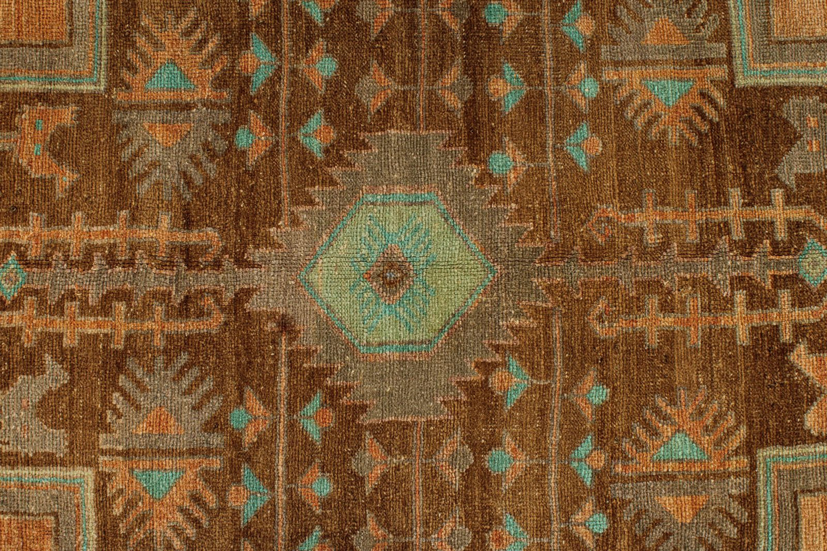 5x11 Orange and Green Turkish Tribal Runner