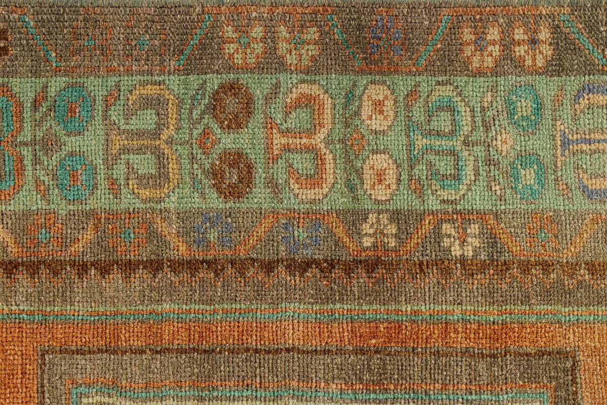 5x11 Orange and Green Turkish Tribal Runner