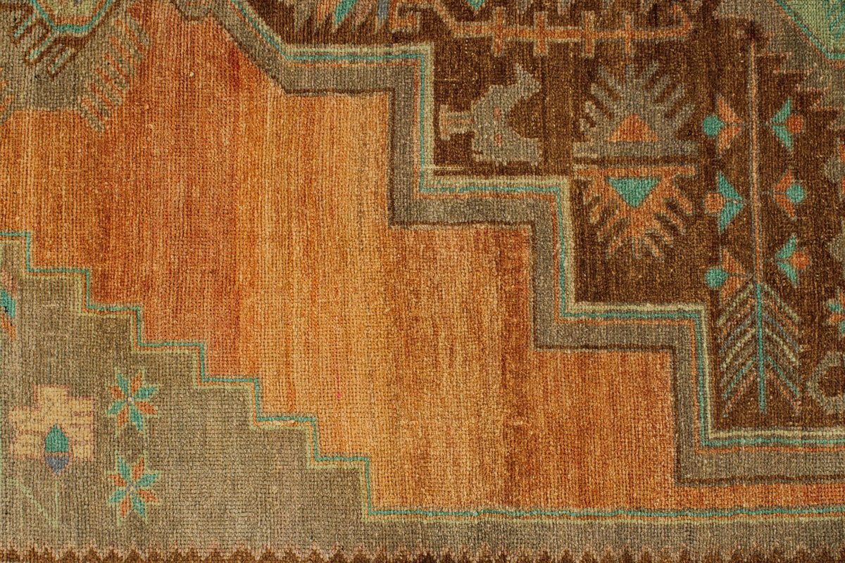 5x11 Orange and Green Turkish Tribal Runner