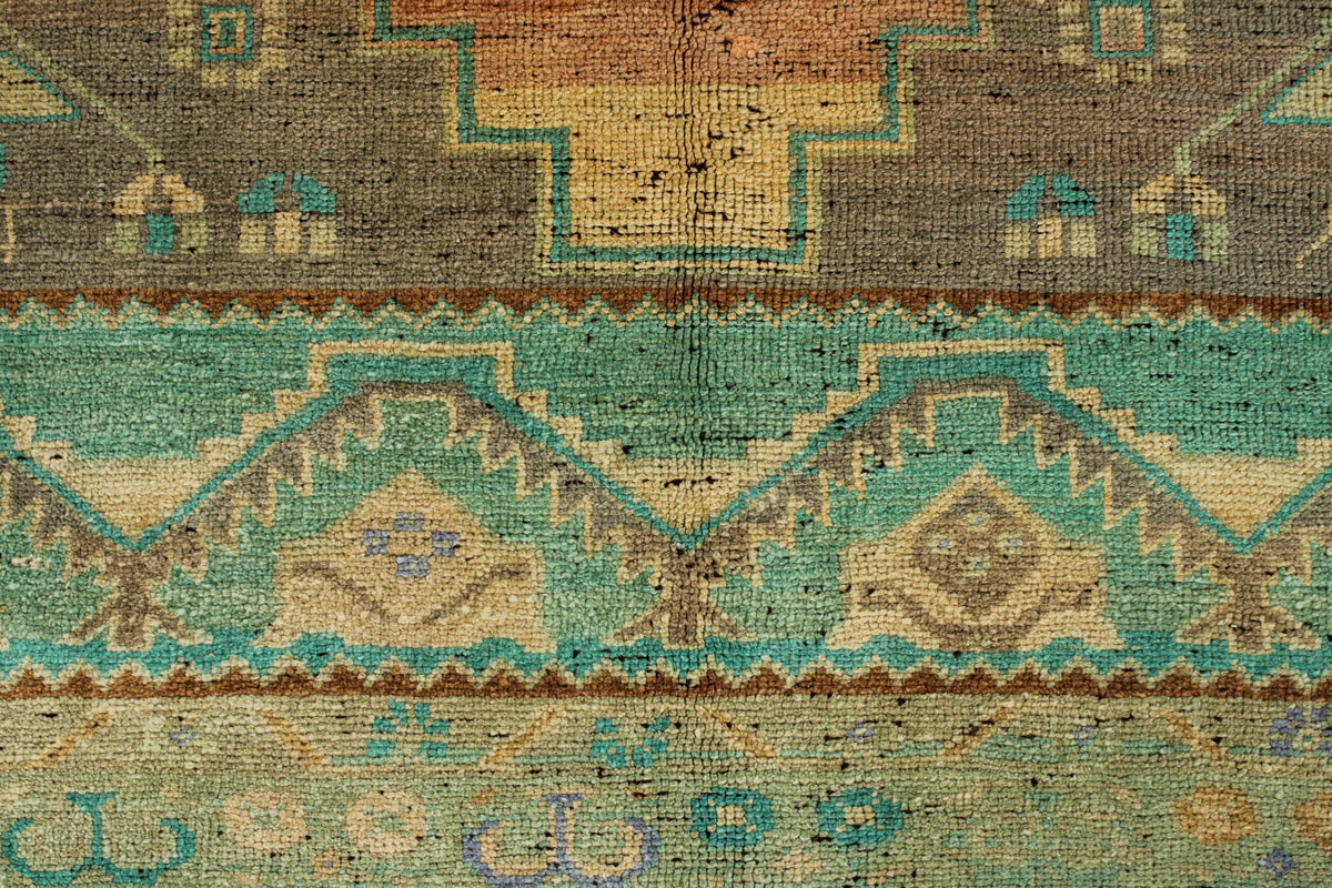5x11 Orange and Green Turkish Tribal Runner