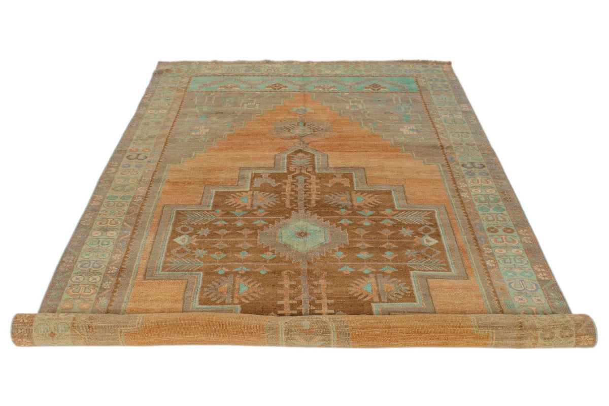 5x11 Orange and Green Turkish Tribal Runner