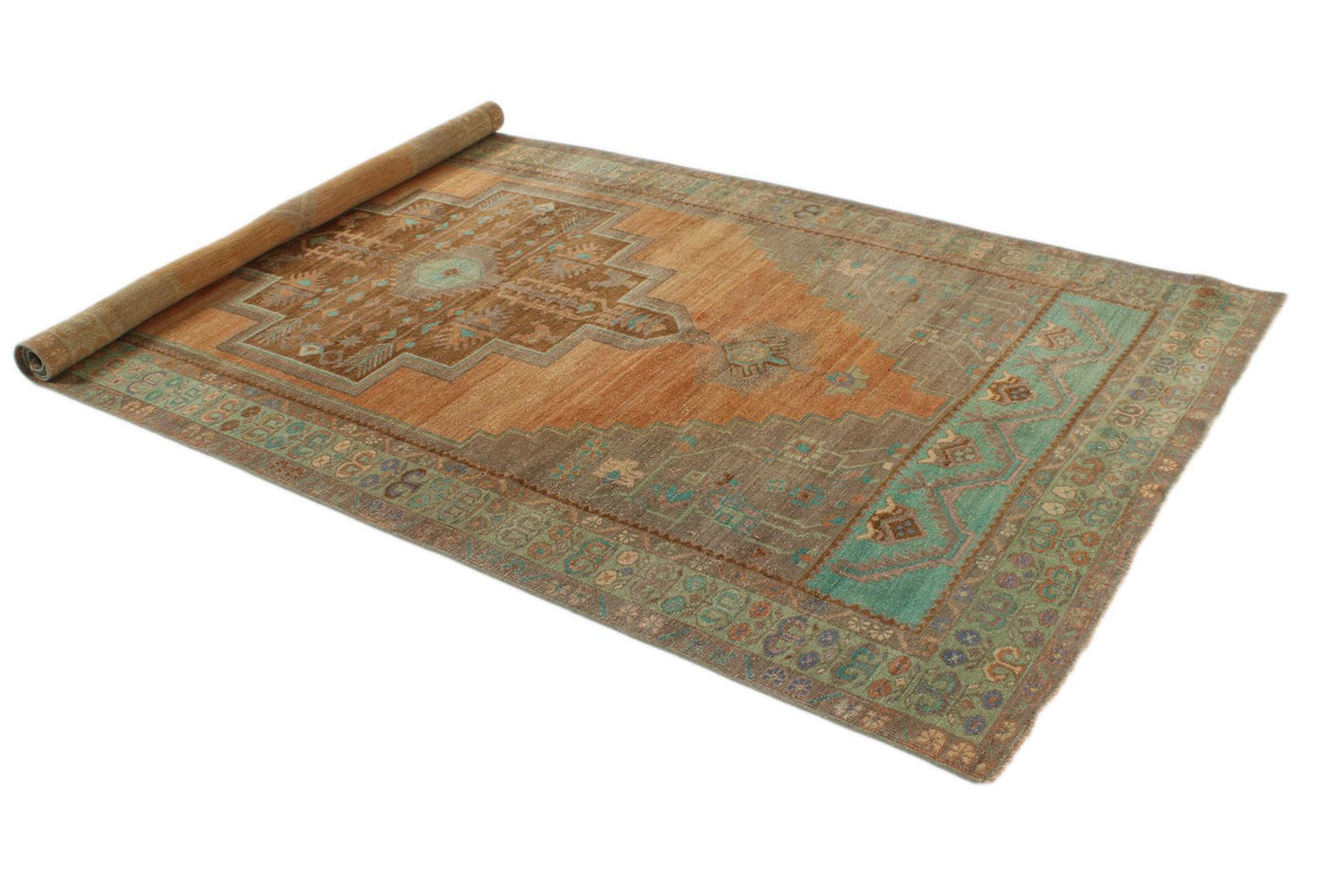 5x11 Orange and Green Turkish Tribal Runner