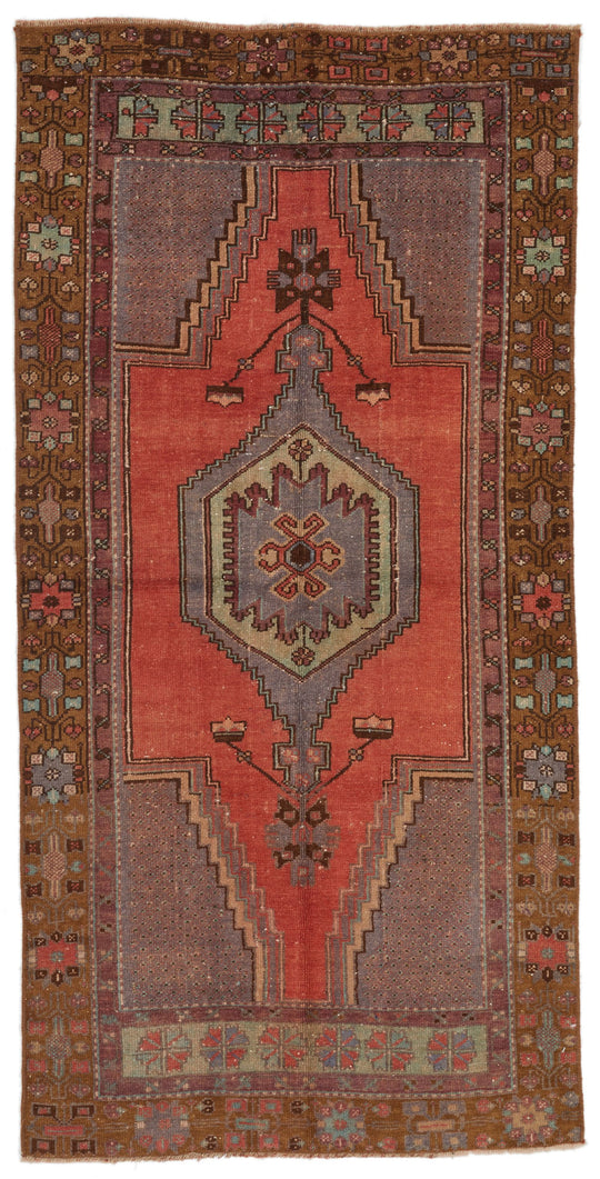 3x6 Red and Purple Turkish Tribal Rug