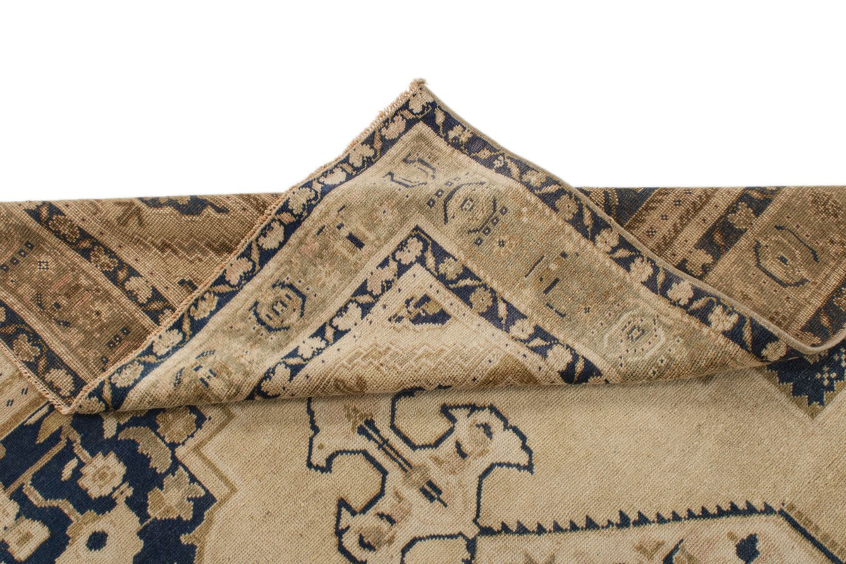 5x10 Ivory and Blue Turkish Tribal Runner