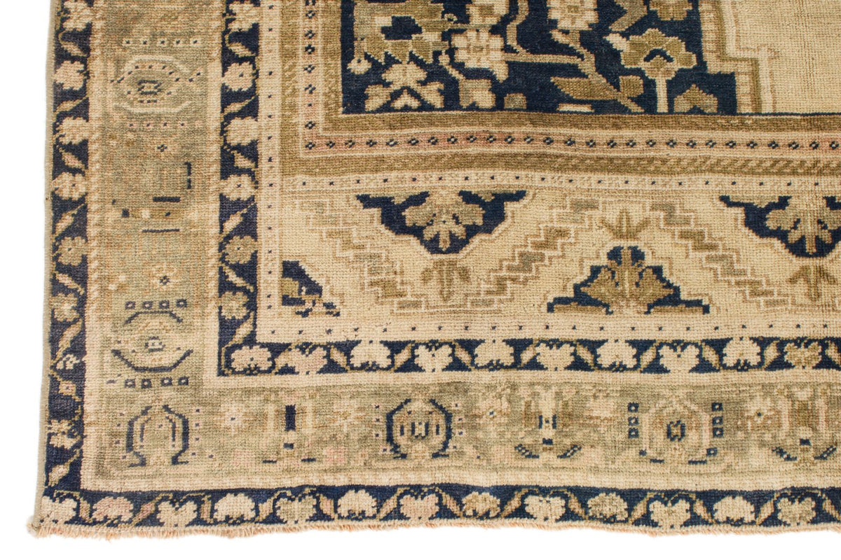 5x10 Ivory and Blue Turkish Tribal Runner