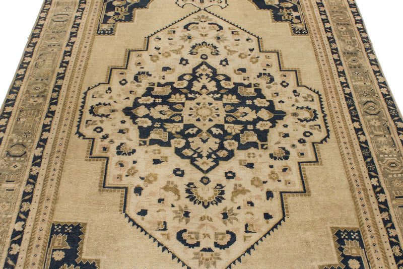 5x10 Ivory and Blue Turkish Tribal Runner