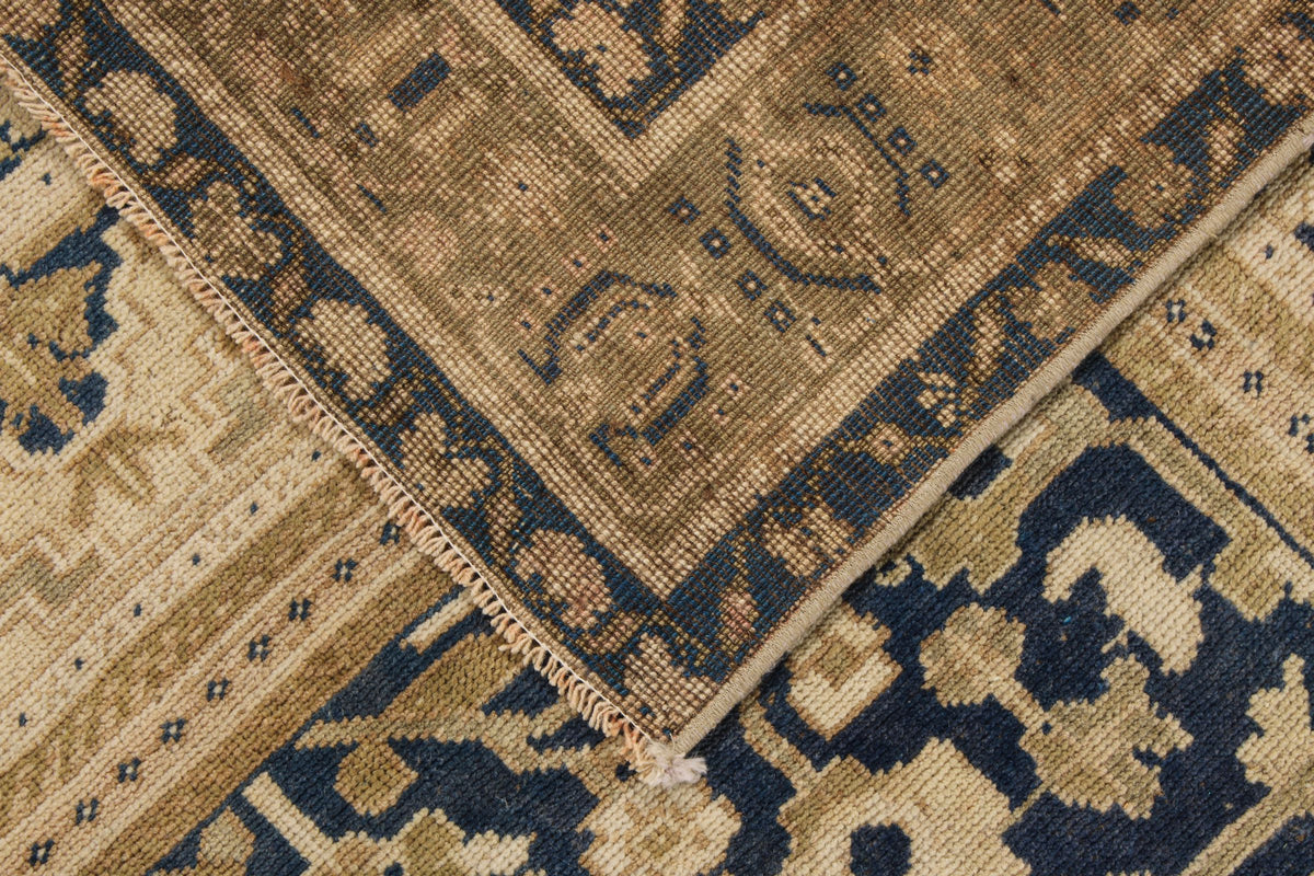 5x10 Ivory and Blue Turkish Tribal Runner
