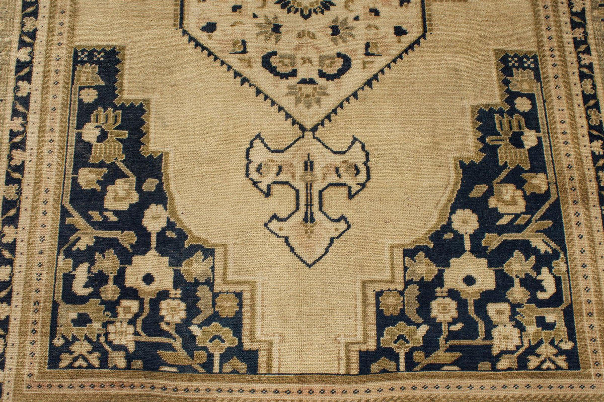 5x10 Ivory and Blue Turkish Tribal Runner