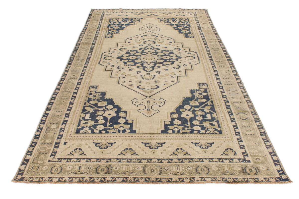 5x10 Ivory and Blue Turkish Tribal Runner