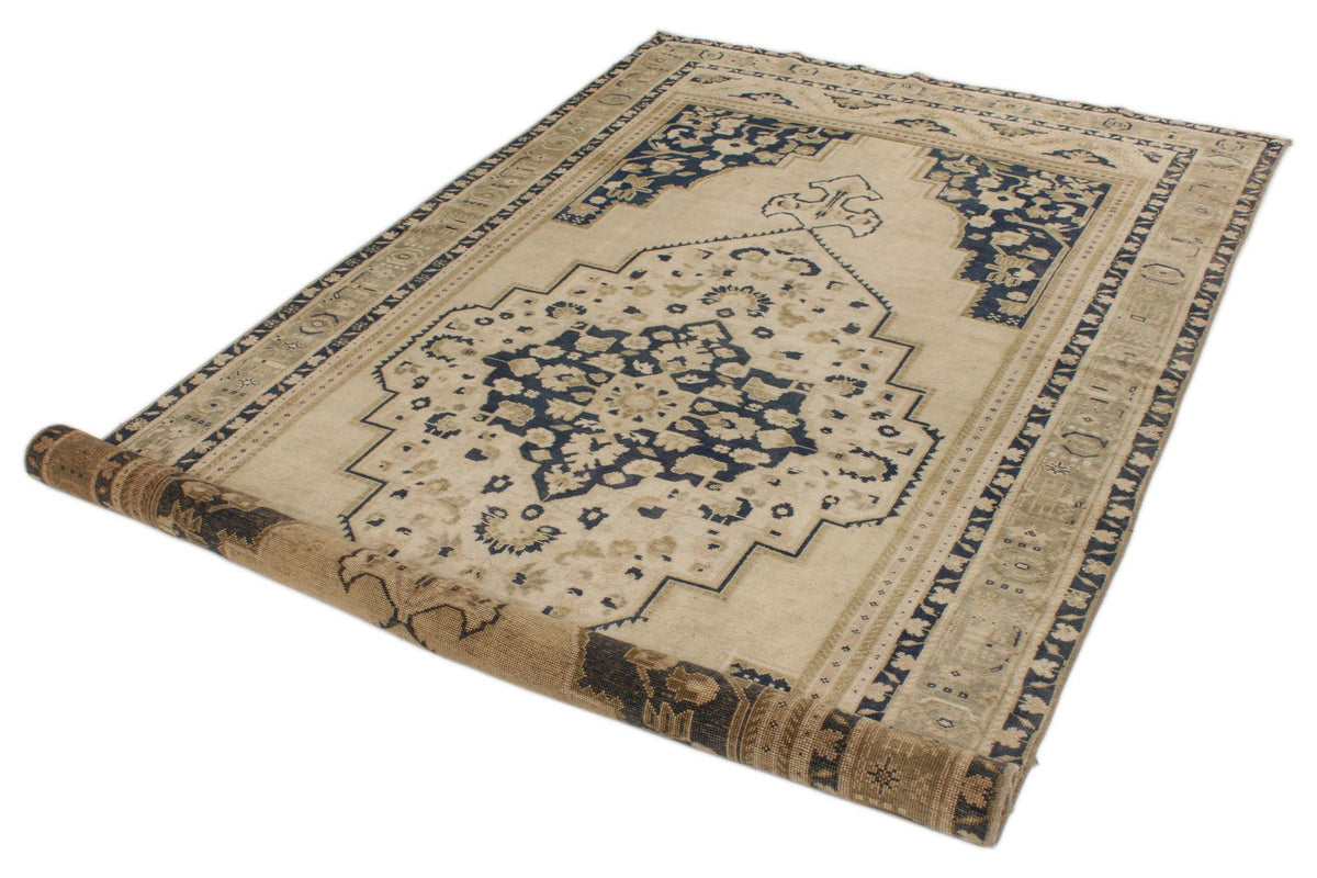 5x10 Ivory and Blue Turkish Tribal Runner