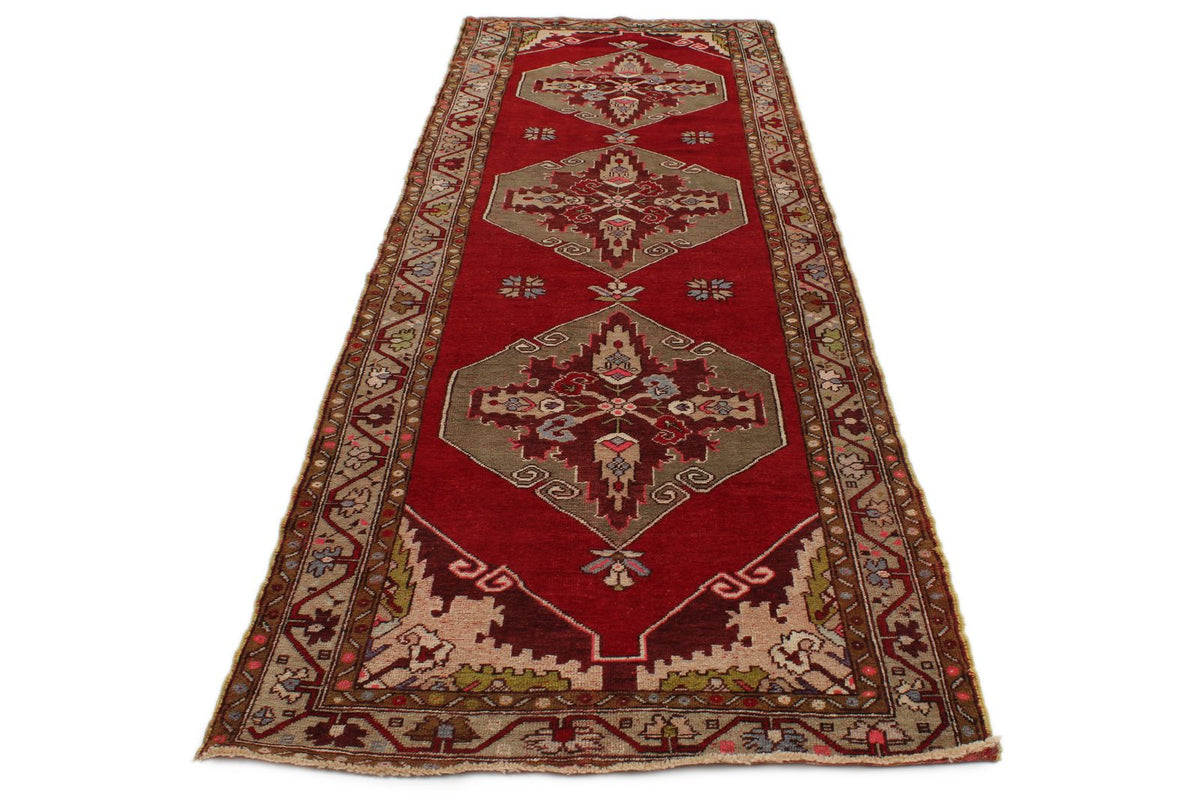 4x11 Red and Green Turkish Tribal Runner