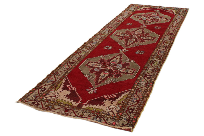 4x11 Red and Green Turkish Tribal Runner