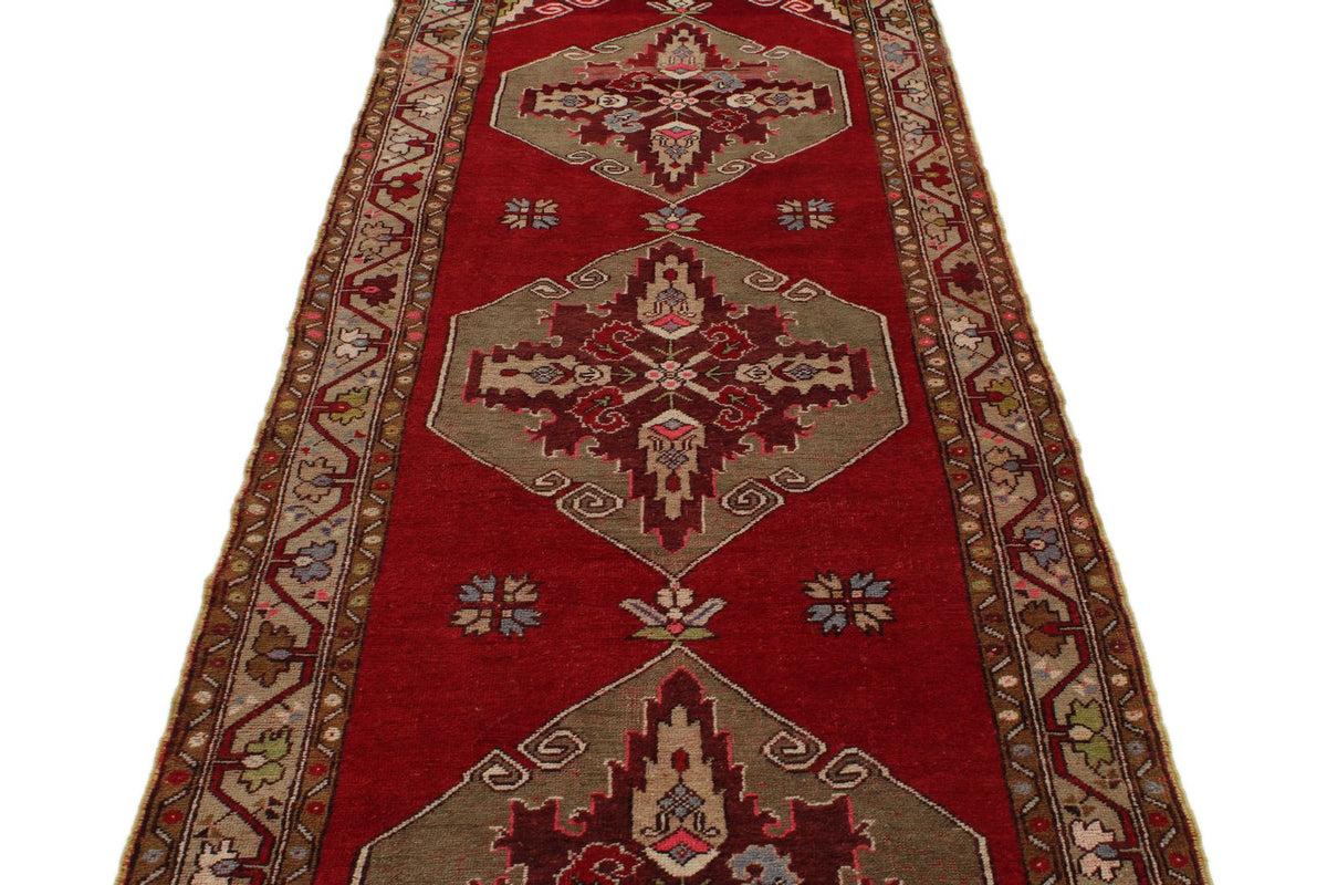 4x11 Red and Green Turkish Tribal Runner
