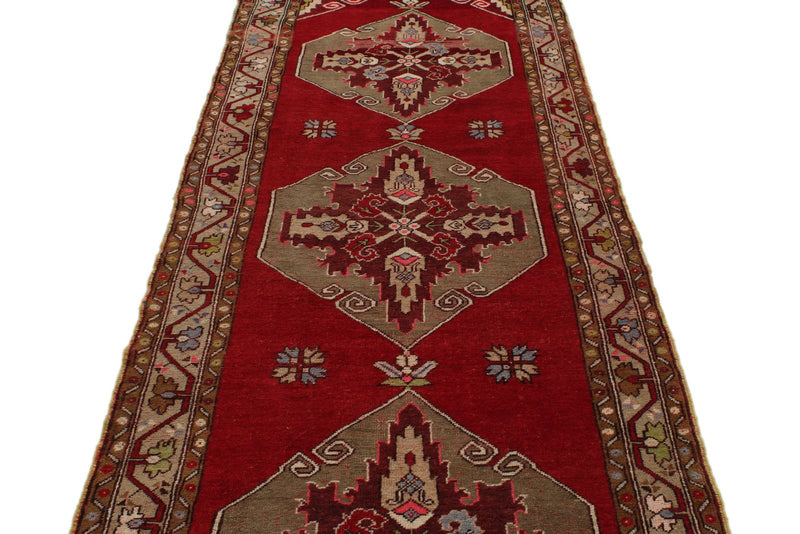 4x11 Red and Green Turkish Tribal Runner