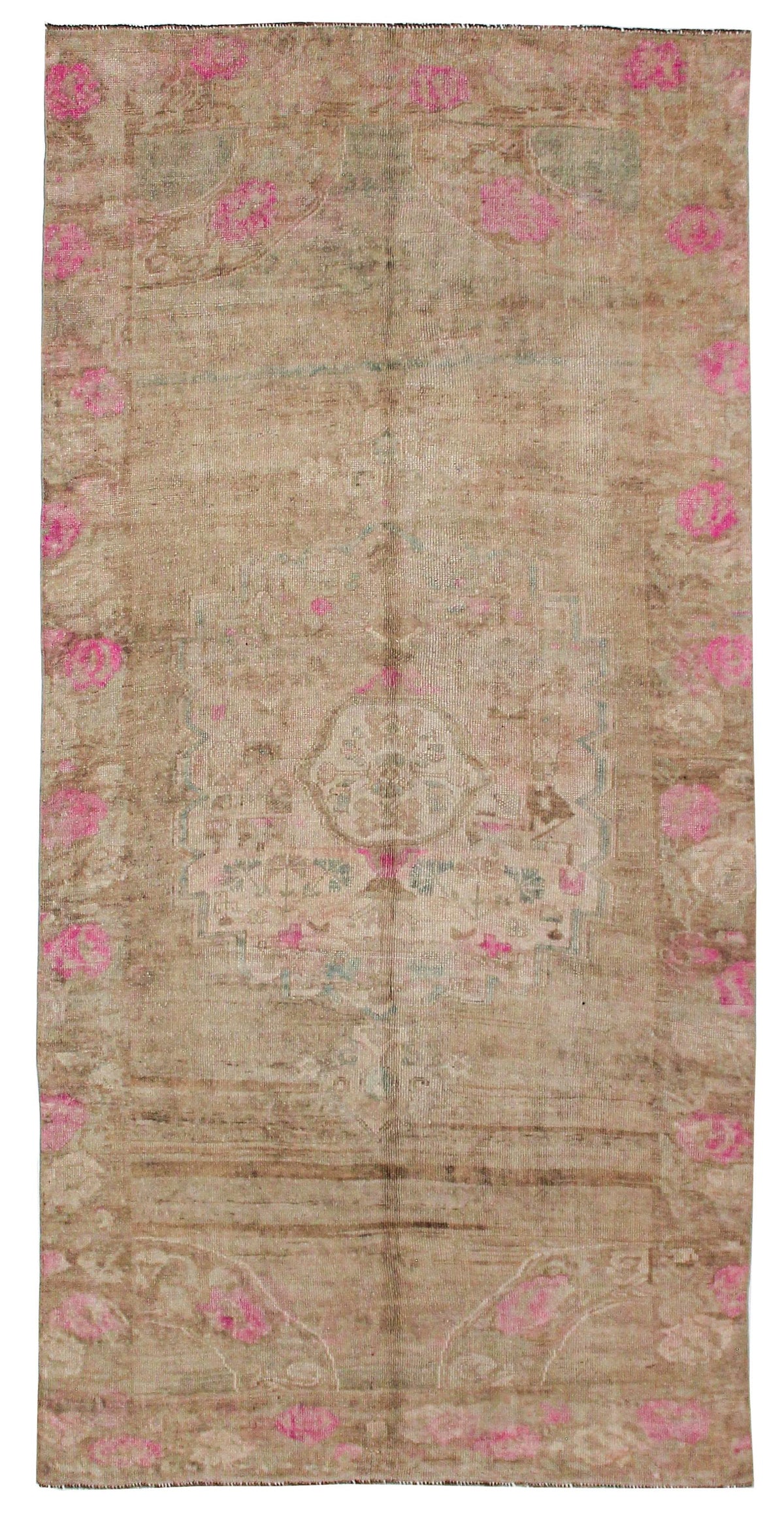 6x12 Beige and Pink Turkish Tribal Runner