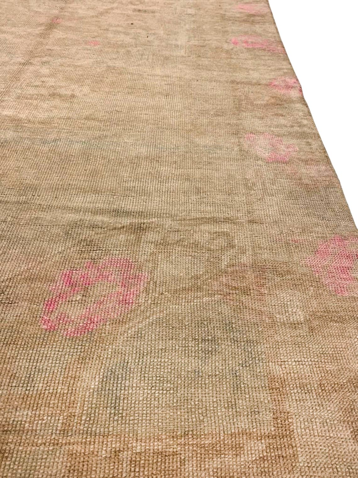 6x12 Beige and Pink Turkish Tribal Runner