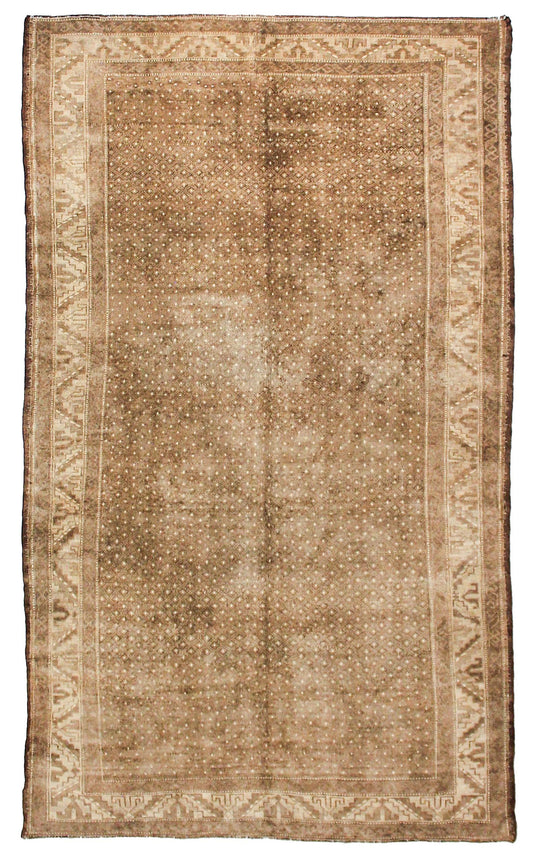 6x10 Brown and Beige Turkish Tribal Rug