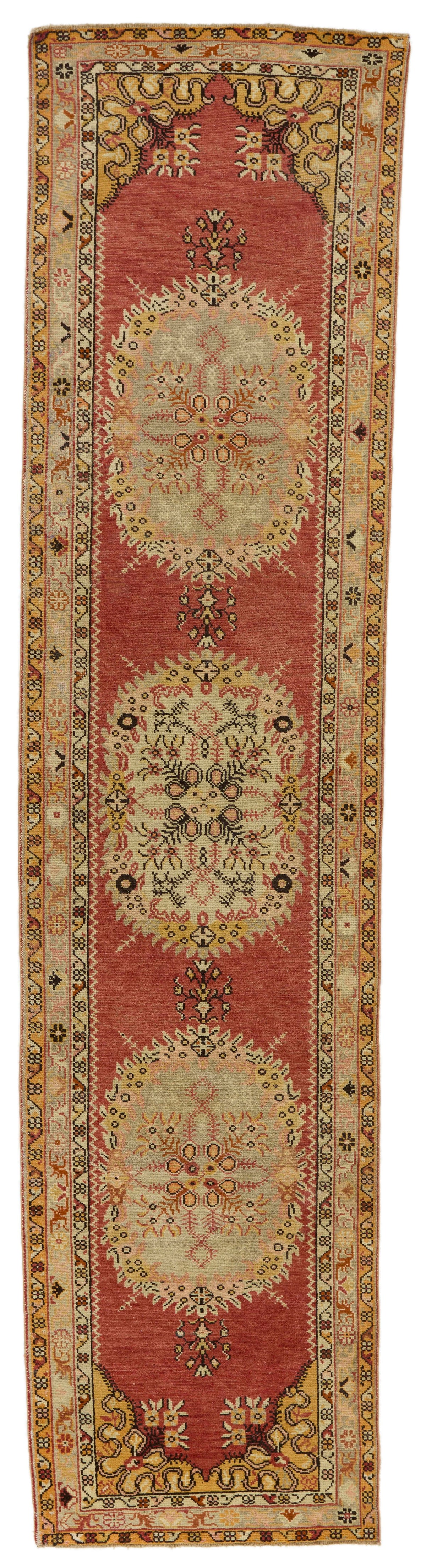 3x13 Red and Gold Turkish Tribal Runner