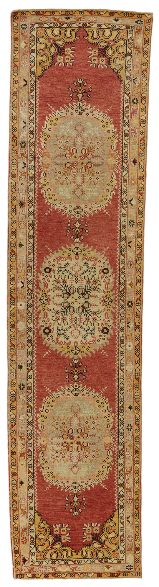 3x13 Red and Gold Turkish Tribal Runner