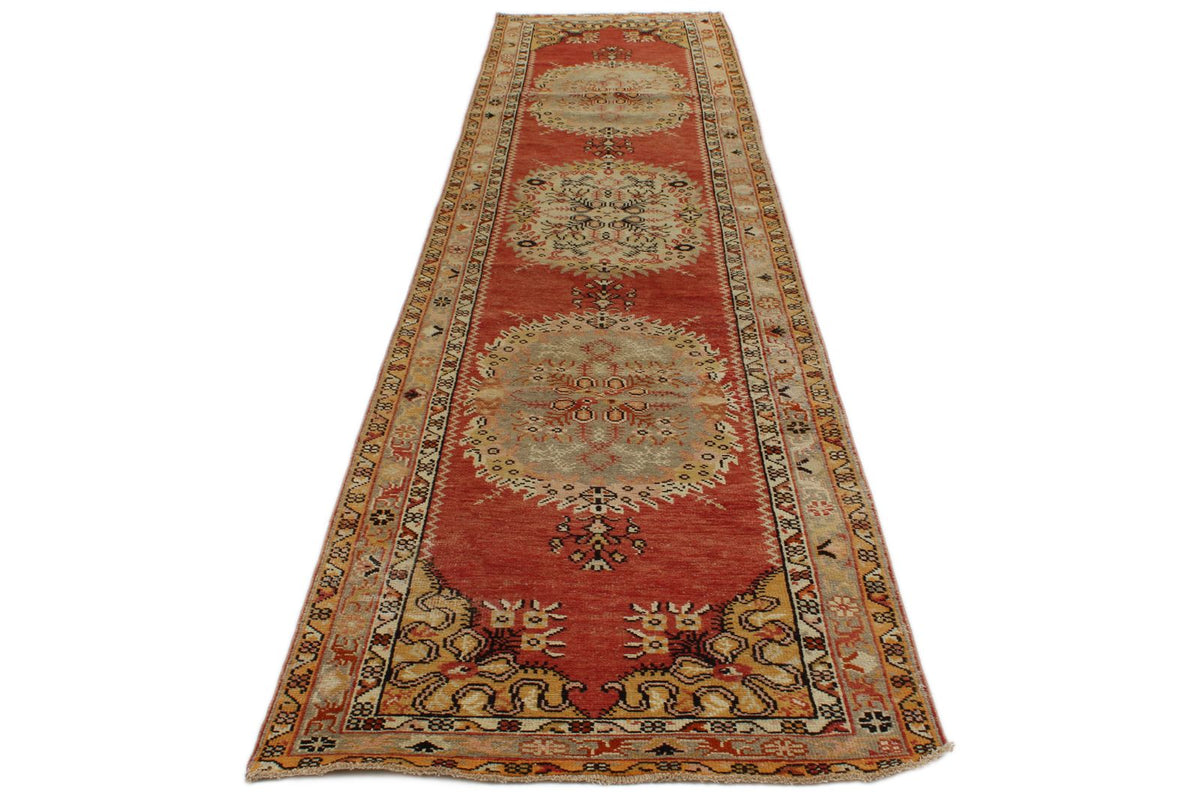 3x13 Red and Gold Turkish Tribal Runner