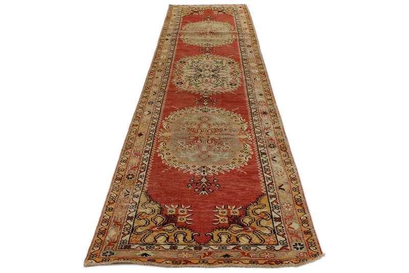 3x13 Red and Gold Turkish Tribal Runner