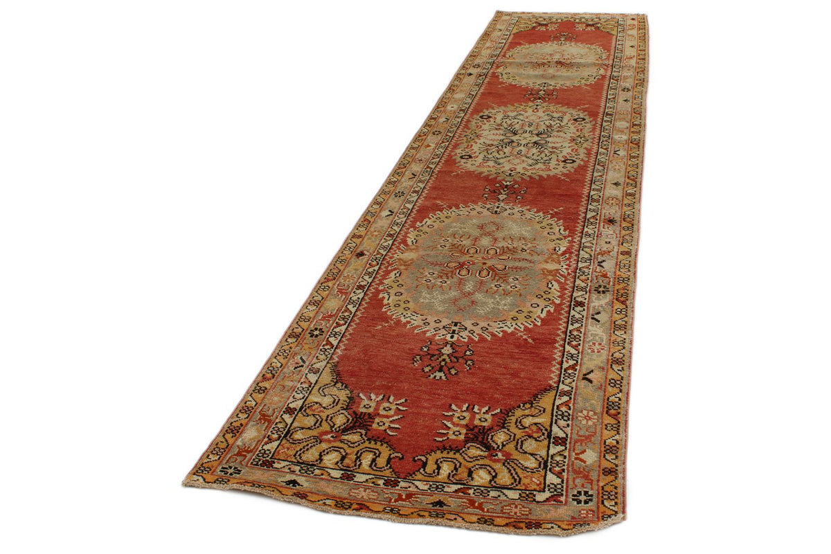 3x13 Red and Gold Turkish Tribal Runner