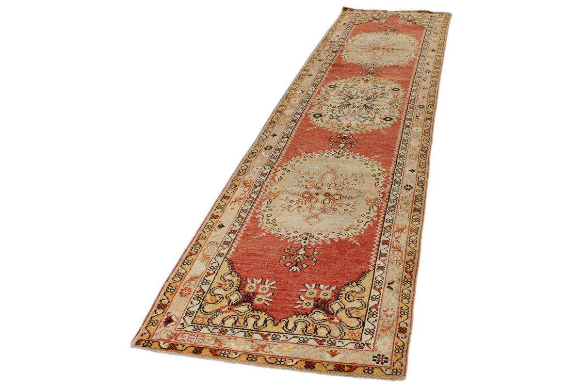 3x13 Red and Gold Turkish Tribal Runner