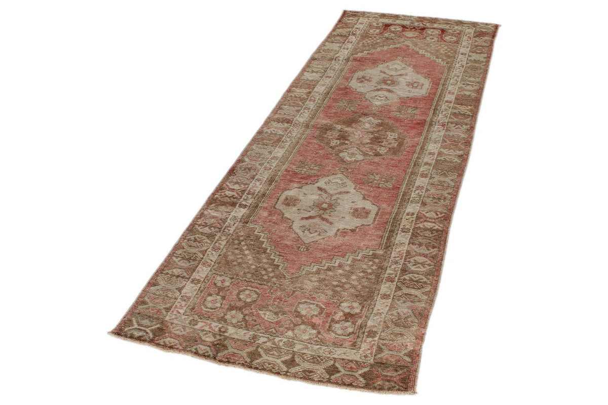 3x8 Red and Beige Turkish Tribal Runner