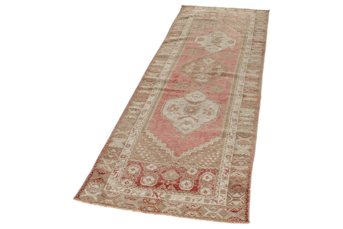 3x8 Red and Beige Turkish Tribal Runner