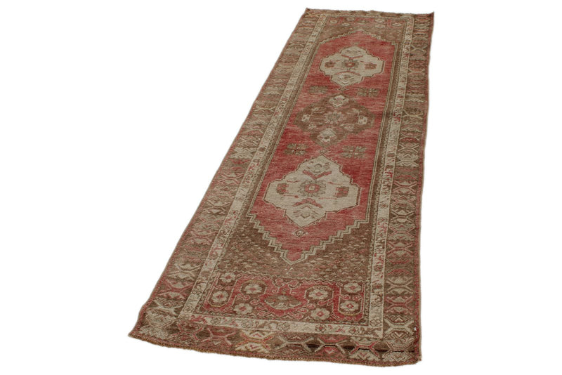3x8 Red and Brown Turkish Tribal Runner