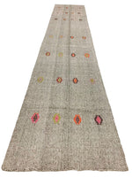 4x18 Gray and Multicolor Turkish Tribal Runner