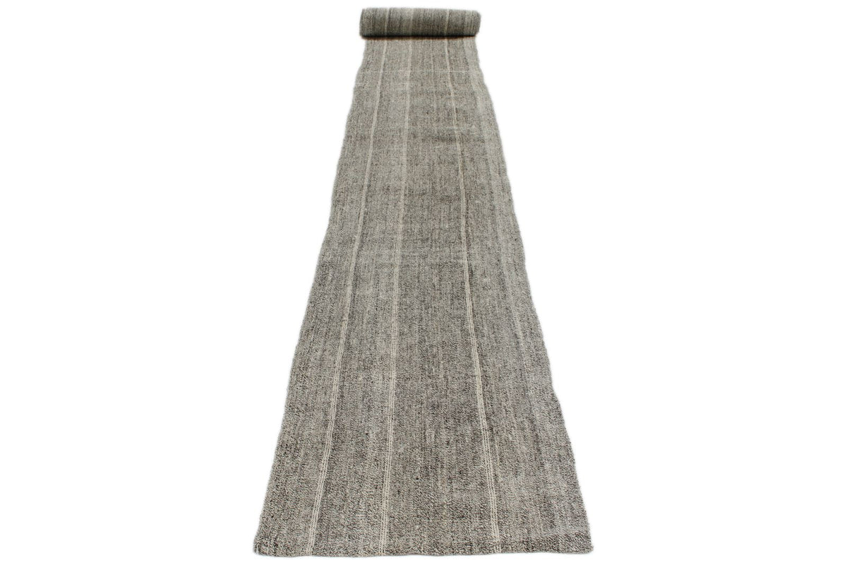 2x37 Gray and Beige Turkish Tribal Runner