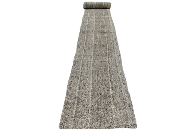 2x37 Gray and Beige Turkish Tribal Runner