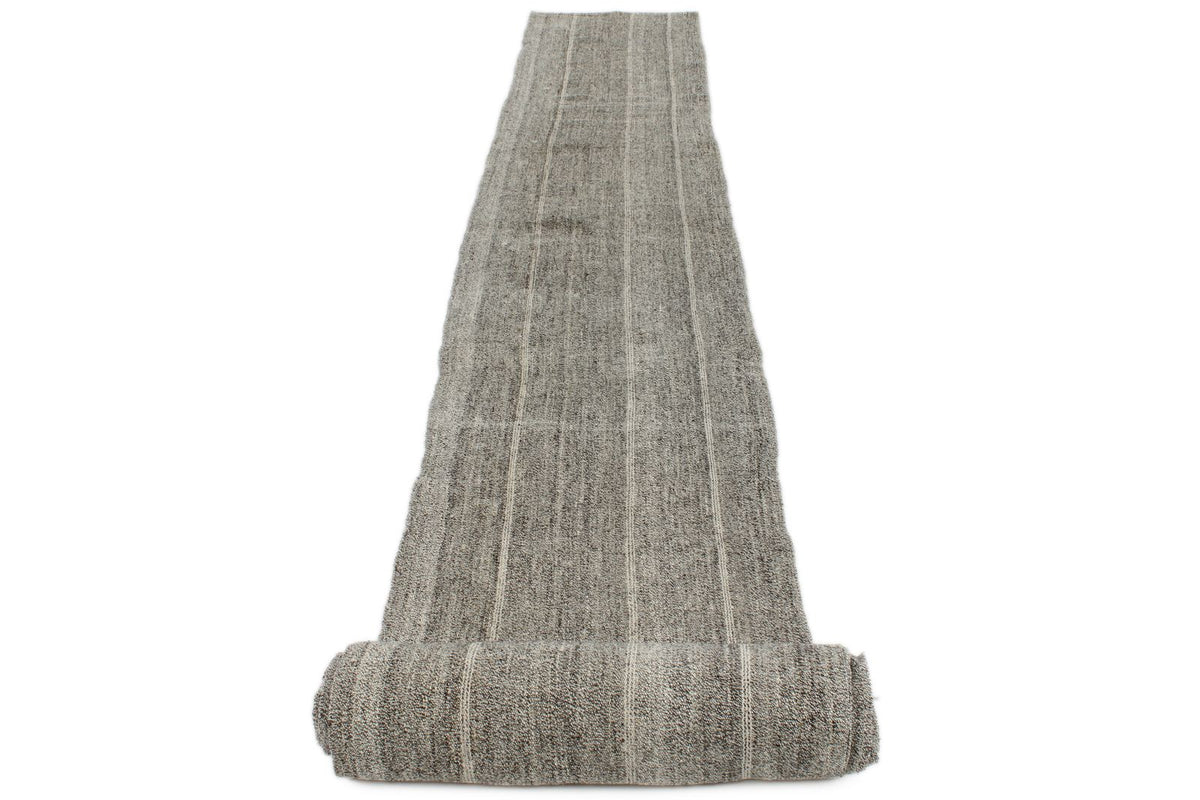 2x37 Gray and Beige Turkish Tribal Runner