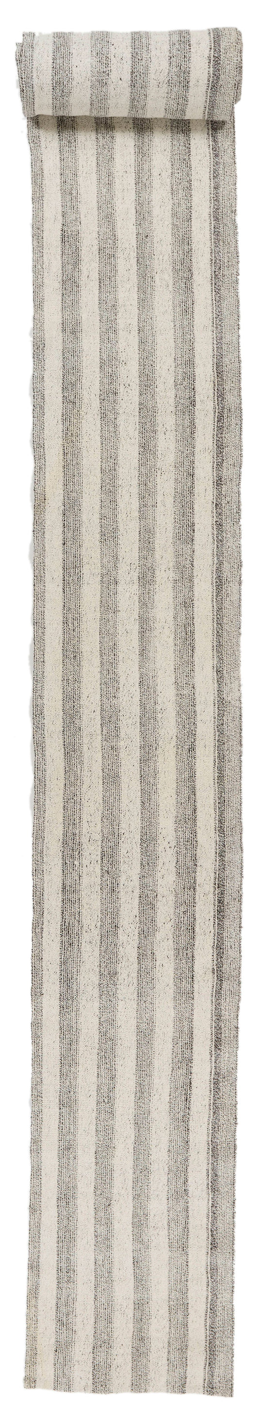 2x41 Gray and Beige Turkish Tribal Runner
