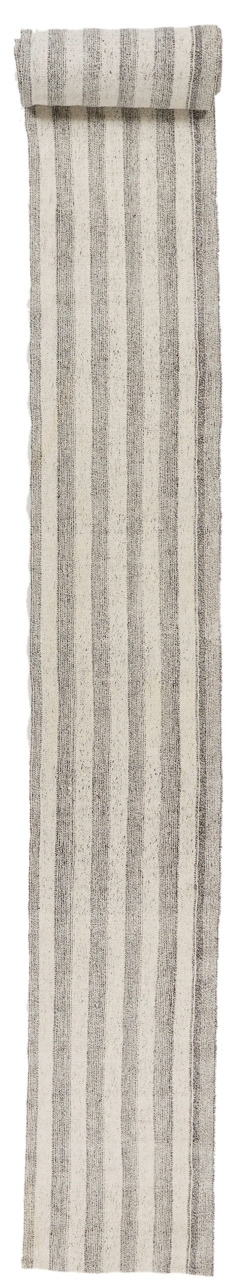 2x41 Gray and Beige Turkish Tribal Runner