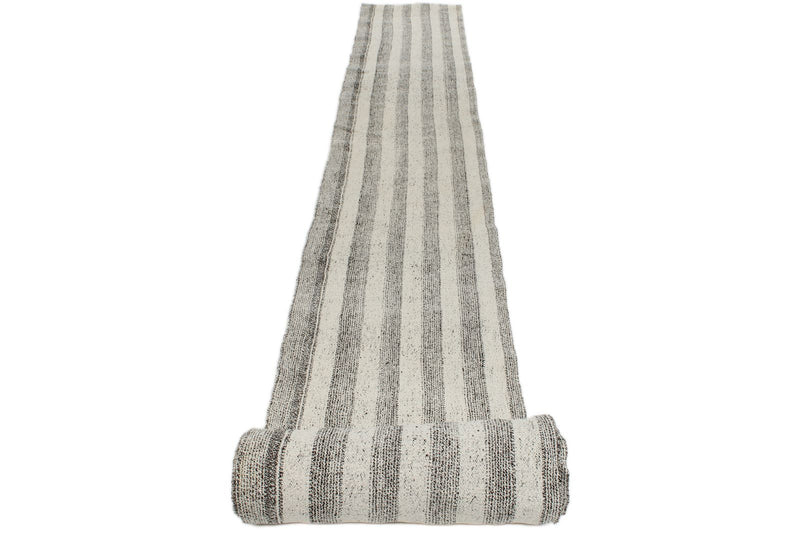 2x41 Gray and Beige Turkish Tribal Runner