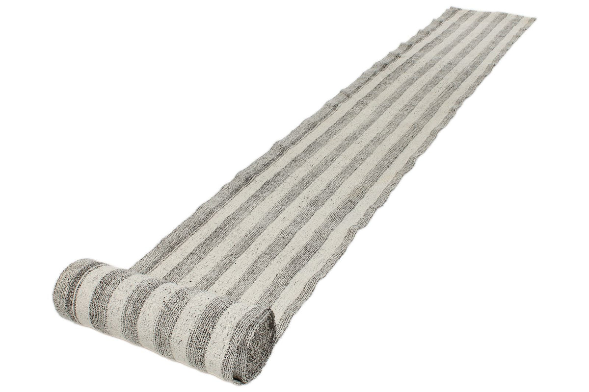 2x41 Gray and Beige Turkish Tribal Runner