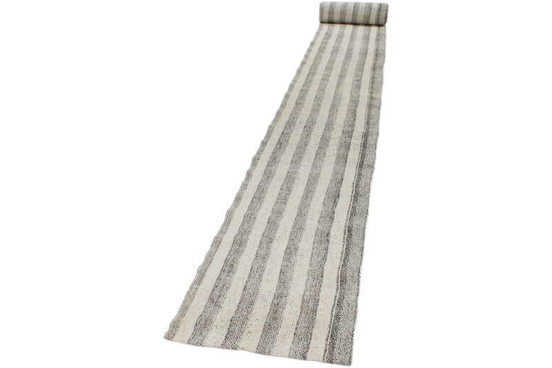 2x41 Gray and Beige Turkish Tribal Runner